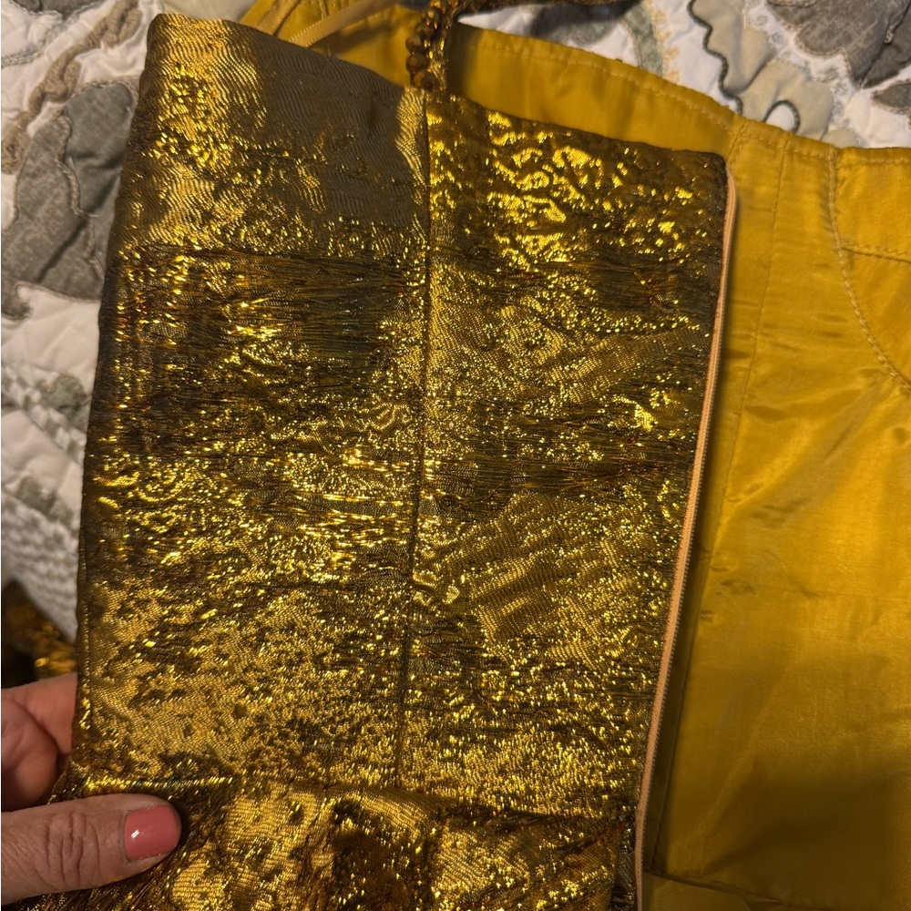 Teuta Matoshi Autumn Leaves Gold Textured Gown - Picture 11 of 15